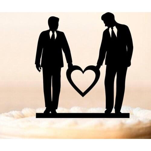 Same Sex Men and Mr Cake Topper,Mr and MR with love Silhouette Wedding Cake Topper, Wedding Decoration Supplies Cake Topper