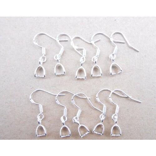 HOT Wholesale 50PCS 925 Hooks Earrings Pinch Bail 925 sterling silver Earring Earwire 24 Hours Handle Fast Deliver