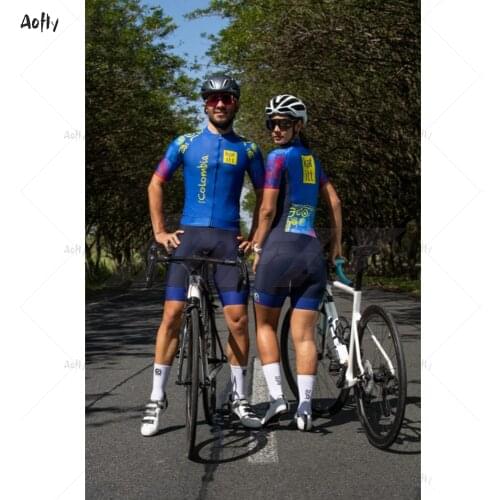 Kafitt colombia blue Couple cycling suit womensTriathlon Set Triathlon Maillot Ropa Ciclismo Clothes cycling set 9D pad3 colors
