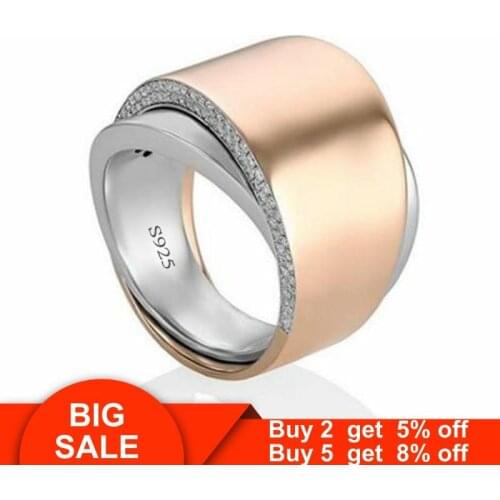 Hyperbole Female ring 925 Sterling silver Pave AAAAA cz Party Wedding Band Rings for women men Statement ring Jewelry