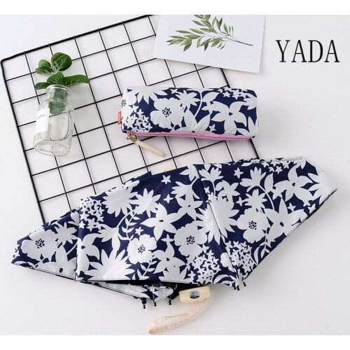 YADA Japanese Style Plant Flower Umbrellas Rain Light 4 Folding Pocket Umbrella For Women Anti-UV Mini Manual Umbrella YS200027