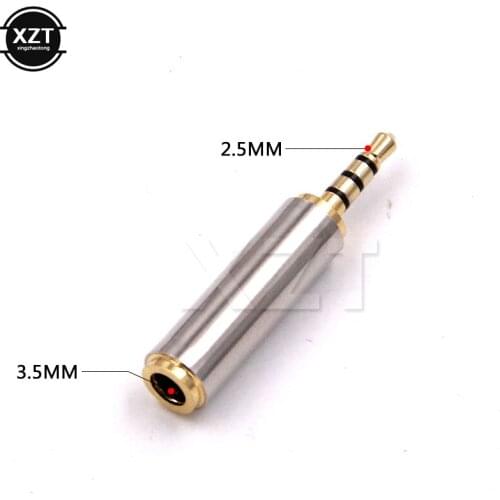 1PCS Connector Gold 2.5 Male 3.5 mm Female Headphone jack audio Stereo Adapter Plug Converter NEW
