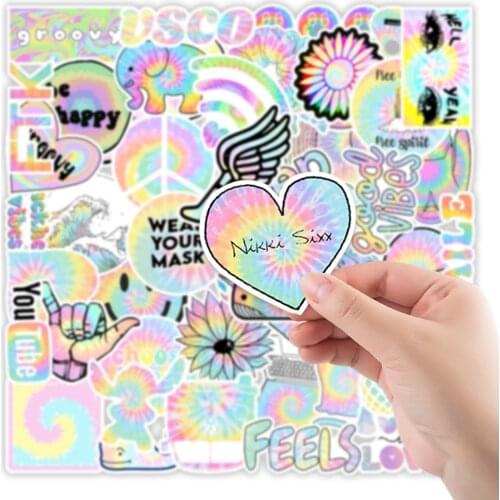10/50PCS Mixed VSCO Holographic Laser Cartoon Stickers Luggage Skateboard Cute DIY Cool Graffiti Girl Gradient Sticker Decal