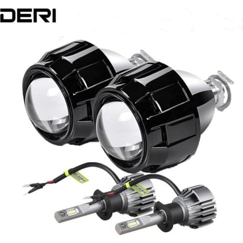 2X 2.5 Inch auto Bi xenon HID Headlight Projector Lens kit with Shroud Retrofit For H4 H7 Car Headlight with H1 LED Bulb for Bmw