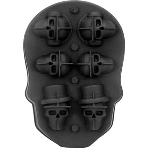 3D Skull Shape Chocolate Mould DIY Whiskey Wine Cocktail Ice Square Mold 6 Grids Home Use