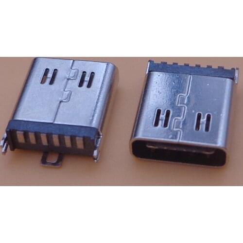 5pcs TYPE C 6Pin SMT Female jack High Current Fast Type-C with 4 Fixed Pins Diy Welding Connector H=10.5mm