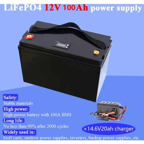 Land Voyager 12.8v 100AH lifepo4 battery with 100A BMS 12V 100Ah battery for go cart UPS Household appliances Inverter