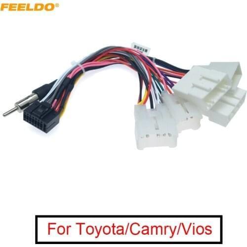 FEELDO 1PC Car Radio 16PIN Adaptor Wiring Harness For Toyota Audio Power Calbe Wire Plug Head Unit Harness #AM6382