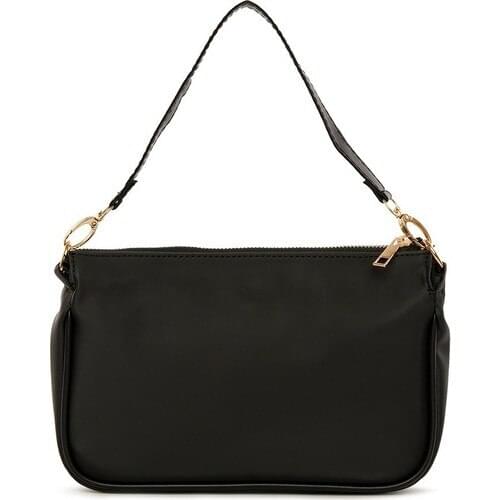 Bagmori Black Satin Corded Baguette Bag