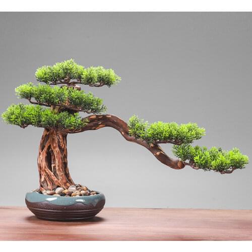 Pine Bonsai To Welcome Guests New Chinese Style The Simulation Plant Hotel Club Porch Sitting Room Fake Plants Home Decoration