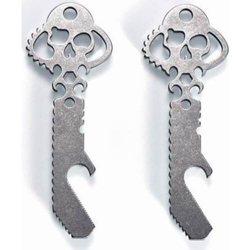 1PC Portable Mini Stainless Steel Skull Opener Keychain Key Ring Decorative Pendant Beer Opener EDC Pocket Multifunction Tools