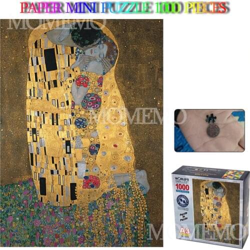 The Kiss 1000 Pieces Mini Paper Puzzle World Famous Oil Painting Jigsaw Puzzle Adults DIY Puzzle Toys 1000 Piece Puzzles Toys