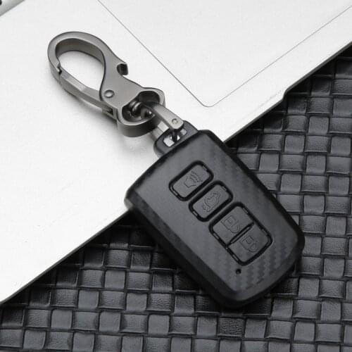 Carbon Fiber Remote Key case Fob Cover Holder Fit for Toyota Highlander RAV4 Camry Avalon Corolla 2/3/4 Buttons Keychain Bag