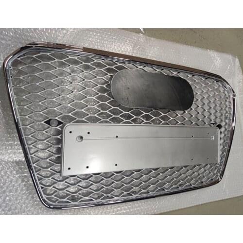 For RS5 Style Front Sport Hex Mesh Honeycomb Hood Grill Silver for Audi A5/S5 B8.5 2012 2013 2014 2015 2016