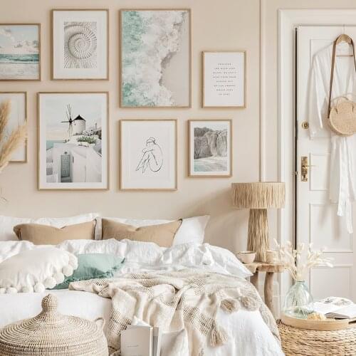 Summer Beach Sand Waves View Poster Nude Lines Wall Art Nordic Canvas Painting Modern Print Picture Interior Bed Room Decoration