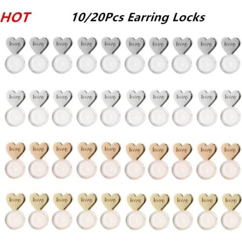 10Pcs Heart Love Magic Earring Lifters Earring Lifts Backs Adjustable Hypoallergenic Earring Nuts Ear Lobe Support