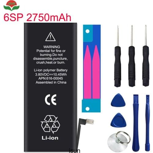 ISUN original quality 0 cycle cell phone battery for iPhone 6SPlus 2750mAh replacement battery repair with free repair tools