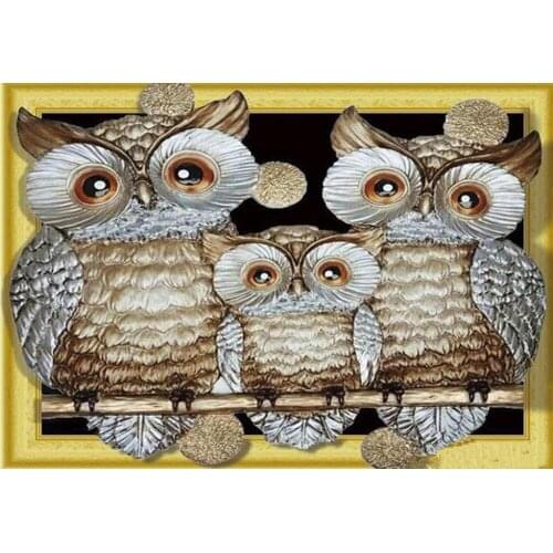 Full Square/Round 5D DIY Diamond Painting Animal owl family picture of Rhinestone Diamond embroidery Sale wall decoration FG1757