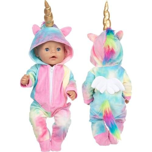 2021 Rainbow pony wing suit Fit For 43cm Baby Doll 17 Inch Reborn Baby Doll Clothes