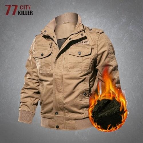 New Military Jacket Mens Fleece Thicken Multi-pocket Cotton Cargo Jackets Male Outdoor Bomber Tactical Jackets Male Big Size 6XL