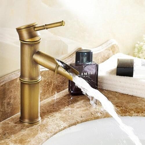 Bathroom Faucet Brass Basin Faucets Luxury Tap Tall Bamboo Hot Cold Water With Two Pipes Kitchen Outdoor Garden restroom Taps