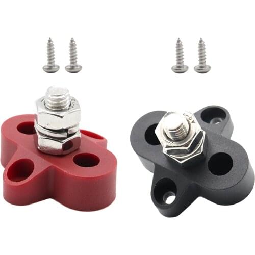 MagiDeal 2 Pieces Boat 48V M8 Terminal Stud Bus Bar Power Distribution Box Terminal Blocks for Trucks RVs Coaches Boats