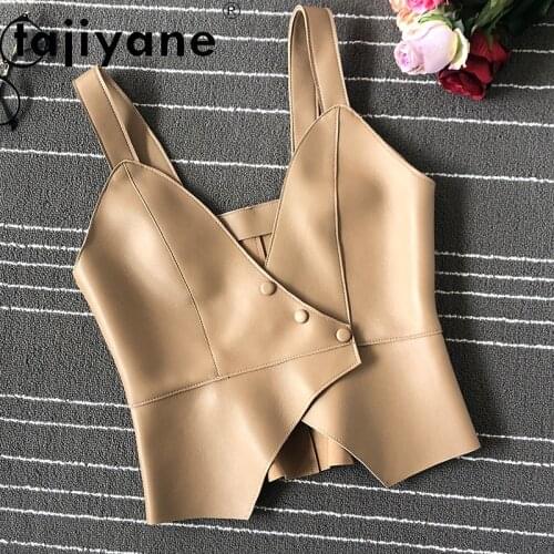 Tajiyane Tank Top for Women Real Sheepskin Sleeveless Jackets Woman Cloth Womens Vests Genuine Leather Vest Chaleco Mujer TN2858