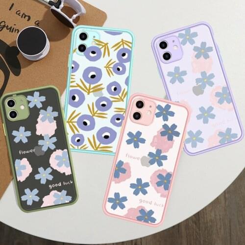 JAMULAR Fashion Pretty Flowers Phone Case For iPhone 7 11 Pro XS MAX X XR SE20 8 6 Plus Luxury Shockproof Cover Matte Girl Shell