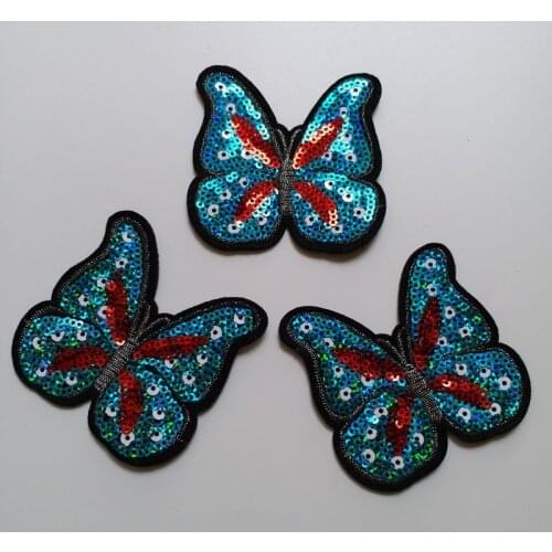 3pcs/lot rhinestone sequins clothes patches butterfly Beaded embroidered applique animals Flower Parche para ropa
