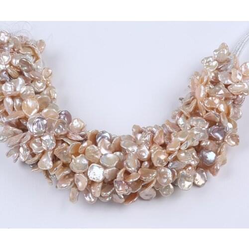 Fresh Peach Color Natural Freshwater Pearl Irregular Keshi Strands For Jewelry Making