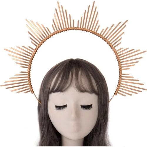 Gold Spike Halo Crown Headpiece NYLON ZIP TIE Elf Wedding Bride Hair Band Tiara