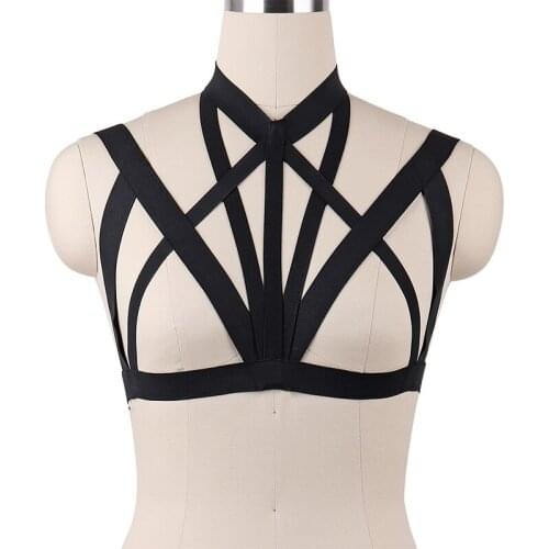Wholesale 10piece Women harness Bra body crop top Spandex Adjust Cage bra harness Sexy body stocking Goth harajuku harness belt