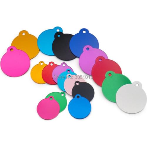 Wholesale 100 Pcs Round Anodizing Dog ID Tags Aluminium Personalized Customized Pet Tag For Dog Engraved Dog Name Tag Pendant
