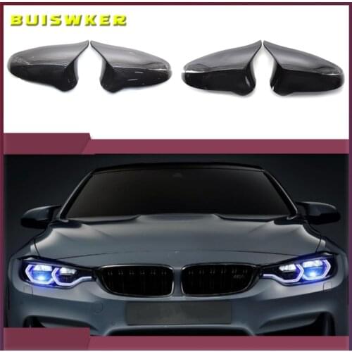 A Pair Carbon Fiber Car Door Rear View Side Mirror Cover Rearview Mirror Cap Replacement For BMW F80 M3 F82 M4 2015-2018