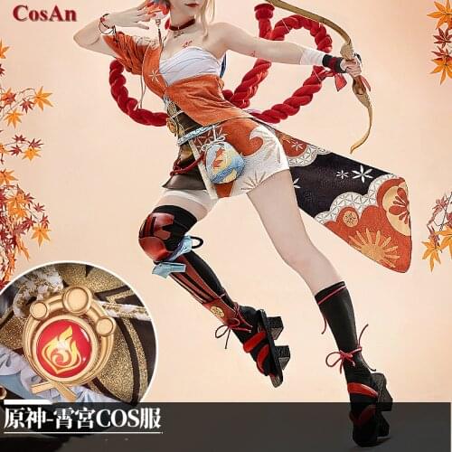 Hot Game Genshin Impact Yoimiya Cosplay Costume Sweet Gorgeous Kimono Uniform Female Activity Party Role Play Clothing S-XL New