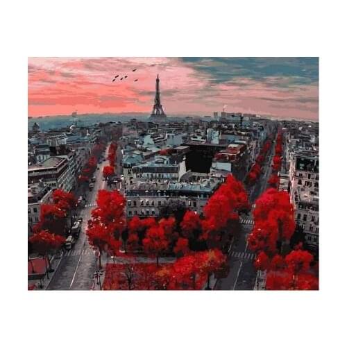 Paris from the height Coloring By Numbers DIY Hand Painted Oil Painting By Numbers On Canvas Wall Pictures For Living Room