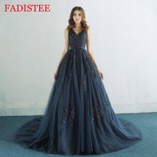 Plus size new arrival elegant sleeveless Evening Dresses Moroccan Kaftan Formal party prom vestidos de fiesta de noche navy blue