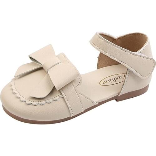 Girls Sweet Bow Small Leather Sandalss 2021 Girls Spring New Ocean Princess Sandals Children Fashion Cute Soft Sole Sandals