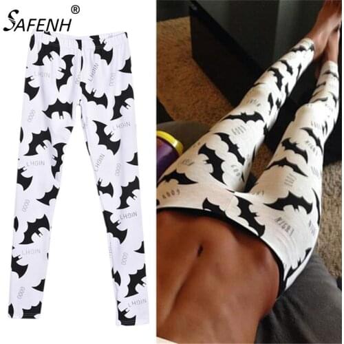 Sexy Women Leggings White Bat Legging Low Waist Fitness Clothing Trousers Fitness Legging