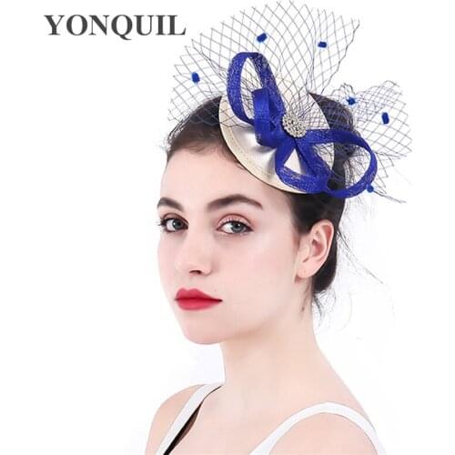 Wedding Fashion Mesh Bride Headwear Ladies Sinamay Fascinator Hat Hair Pin Elegant Women Fashion Headdress Party Chapeau Cap