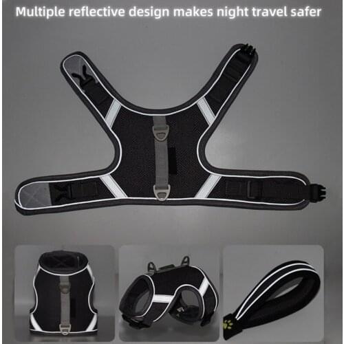 Pet Dog Traction Rope Mesh Cloth Breathable Chest Strap Reflective Safe Night Walking Vest Set Pets Accessories