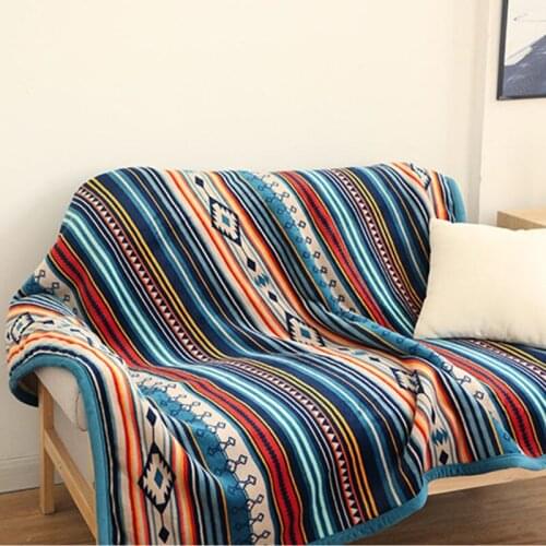 Super Soft Retro Flannel Fleece Sherpa Bohemian Couch Throw Blanket For Sofa Portable Car Blanket Cover Travel