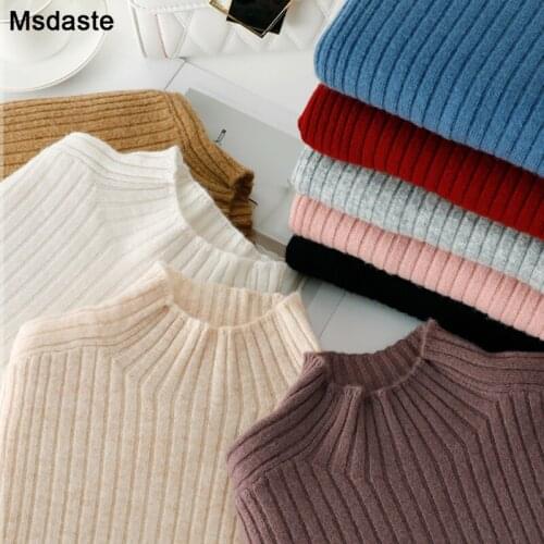 Sweaters Women Turtleneck Long Sleeve Knit Tops Casual Korean Lady Sexy Bodycon Slim Knitwear Turtleneck Soft Woman Pullovers
