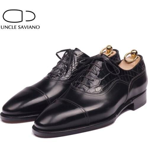 Uncle Saviano Oxford Dress Wedding Style Man Shoe Fashion Formal Genuine Leather Solid Original Business Designer Mens Shoes