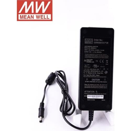 MEAN WELL GSM90A19-P1M 90W 4.74A 19V Medical Adapter Level VI 110V/220VAC to 19V DC Meanwell Adaptor Power Supply 2.5*5.5DC Plug