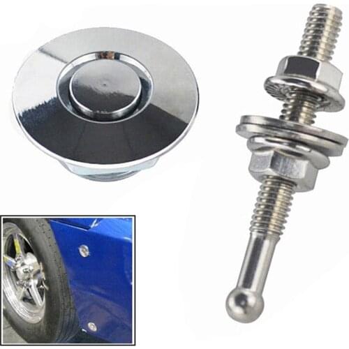 Universal Aluminum PAIR PQY Push Button Billet Hood Pins Lock Clip Kit Silver