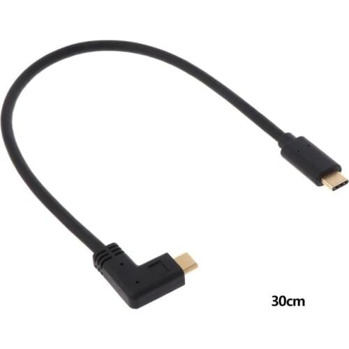 USB3.1 GEN2 10Gbps usb c cable gold plated connector 90 degree angle type-c male to male data and fast charge cable 1ft