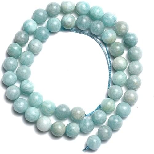 High Quality 4/6/8/10/12mm Genuine Natural Mozambique Amazonite Stone Beads For Jewelry Making DIY Round Loose Tianhe Stone Bead