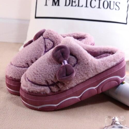Ladies Cotton Slippers Hot Sale Winter 2021 Fashion Sweet Cute Slippers Waterproof Platform Thick Bottom Warmth 38-41
