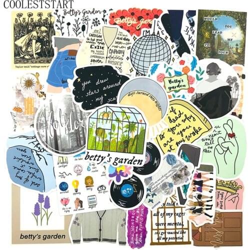 50 Pcs/pack Taylor Folk Song Album Folklore Stickers For Laptop Luggage Motorcycle Phone Skateboard Cute Bicycle Sticker Guitar